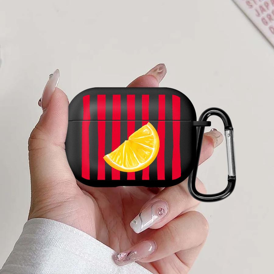 

Earphone Cases Cover Case For Airpods 4 Pro 1 2 Pro2 3 Pro3 Lemon Cool Stripe Pattern Airpods 1
