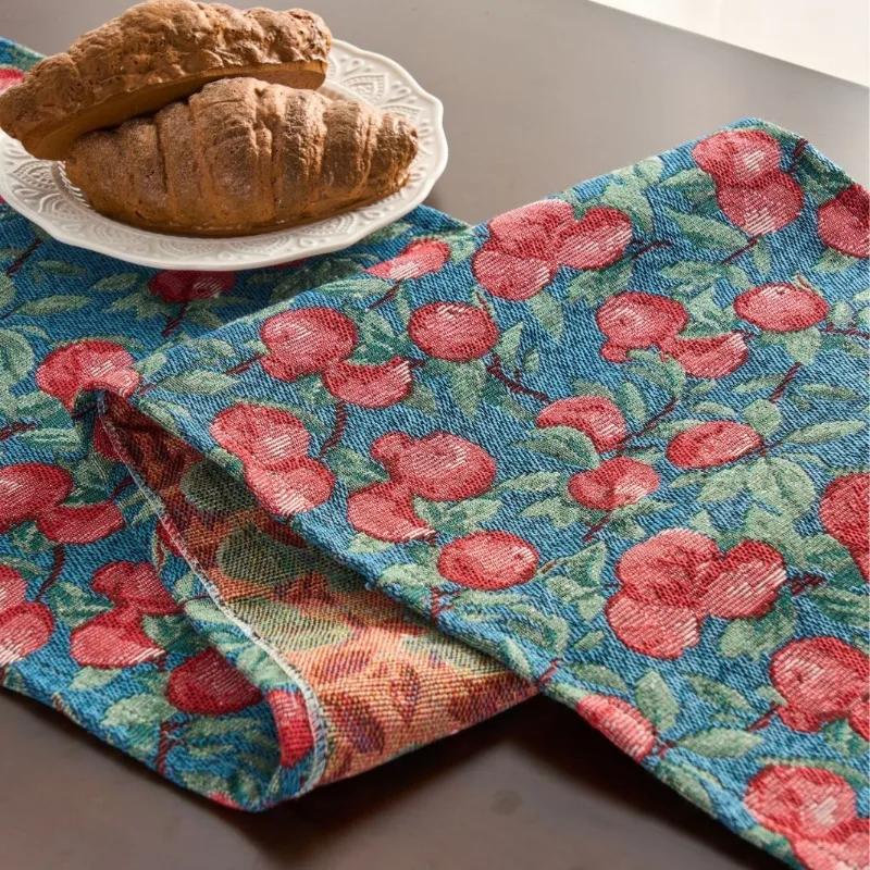 Chinese Style Vintage Tassel Table Runner Jacquard Living Room Bed Tail Coffee Dining Table Decoration Accessories Rustic Decor