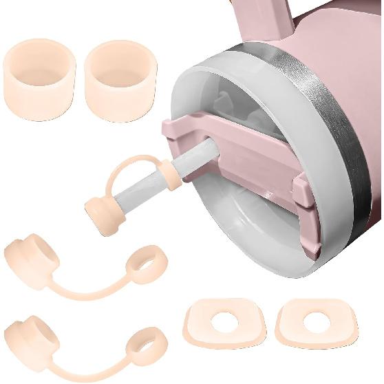 Replacement Straws for Stanley 40oz & 30oz Tumblers – 6 Pack Reble Plastic Straws with 2 Cleaning Brushes – BPA- Free Spill Stopper Accessories