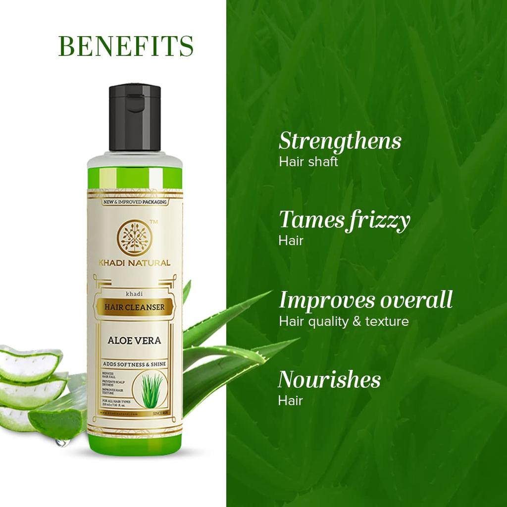 Khadi Natural Aloe Vera Hair Cleanser 210ml Pack of 1 | Nourishing Natural Hair Cleanser for All Hair Types