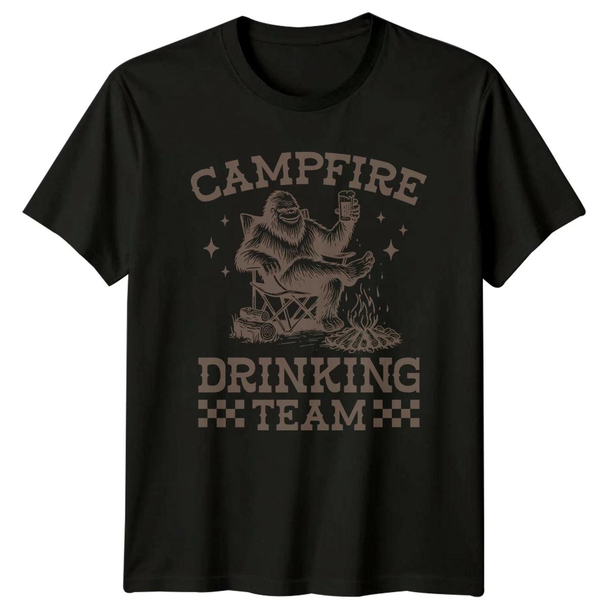 Campfire Drinking Team T-Shirt Bigfoot Sasquatch Camping Beer XXL