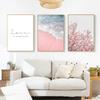 Pink Flower Petals Romantic Wall Decoration Painting Sea Beach Poster and Prints  Wall Art Canvas Living Room Frameless