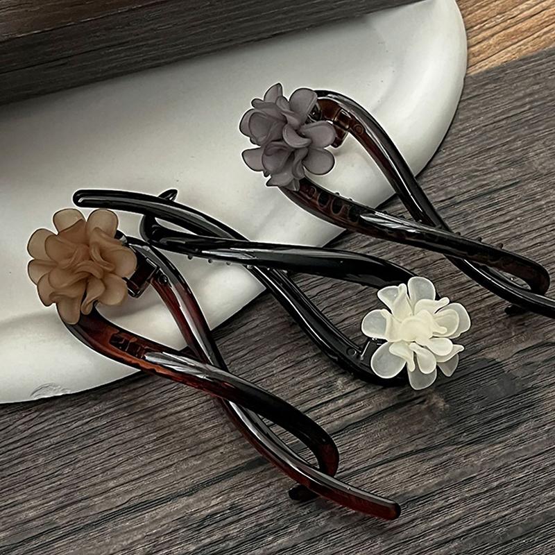 Vintage Elegant Flower Hairpins For Women Girls Ponytail Twist Hair Clips Fashion Shark Clip Exquisite Hair Accessories Gifts