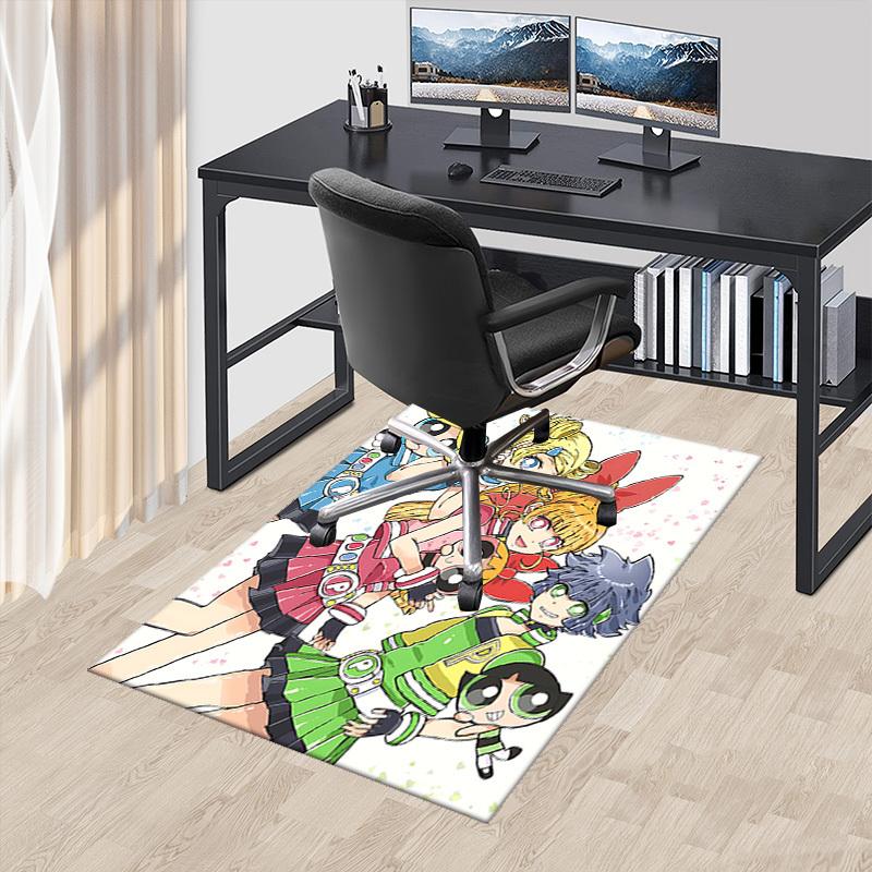 

1pc Powerpuff Girls Chair Mat: Anime Cartoon Design, Non-Slip Carpet for Office Chairs, Suitable for Home Decor, Living Room, Bedroom, Game Room - Per 60cm by 90cm