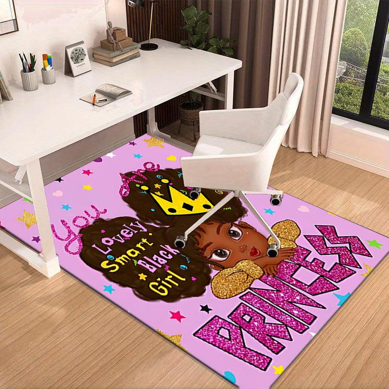 Black Princess Magic Celebration Carpet, Chair Rug,Rug for Office Bedroom living rooms, Doormat decor Fan Gift Christmas Gift