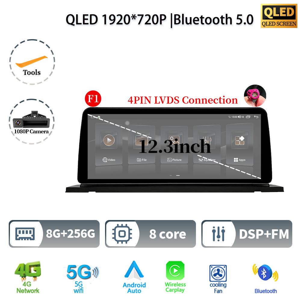 12.3" For BMW 5 Series F07 GT 2011-2017 Android 14 Car Radio Multimedia Stereo 4G GPS Navigation WIFI Wireless BT CarPlay Screen