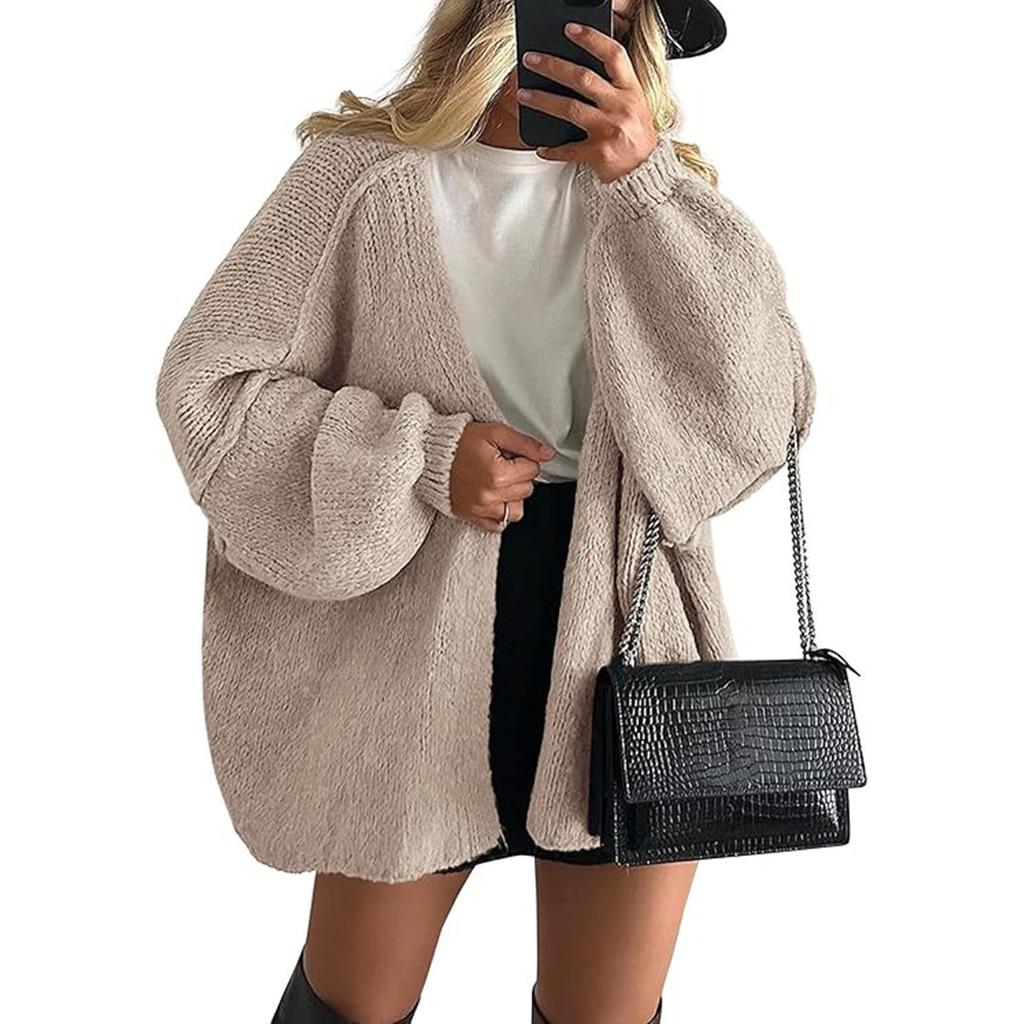 Women's Sweater Solid Color Long-sleeved Casual Loose Cardigan Sweater Jacket
