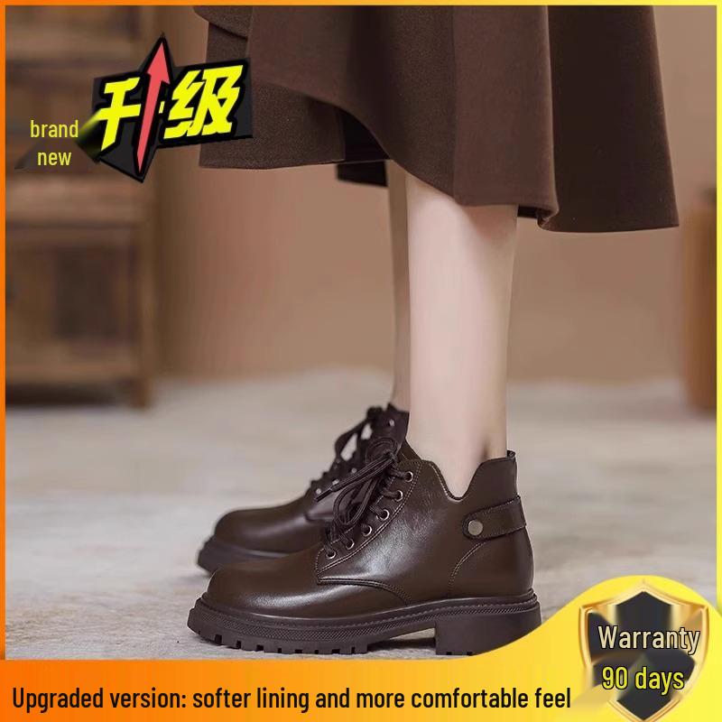 2024 Autumn Women s Retro Thick Sole Short Ankle Boots, British Style for Petite Women Size 37