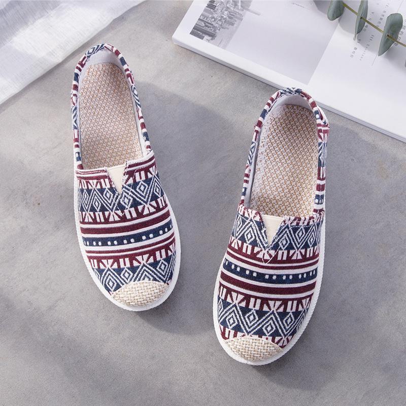 Summer Women's Korean Style Flat Heel Espadrilles - Cotton Linen Slip-on Canvas Casual Shoes