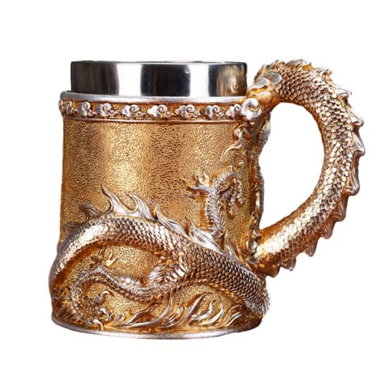 Dragon Coffee Mug with Ergonomic Handle Insulated Metal Glaze Dragon Mug for Hot Drinks Stylish Embossed Dragon Cup Gifts for Men Tea Beer Steins