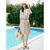 Annakoo 100% Mulberry Silk Print Waist-Cinching Dress