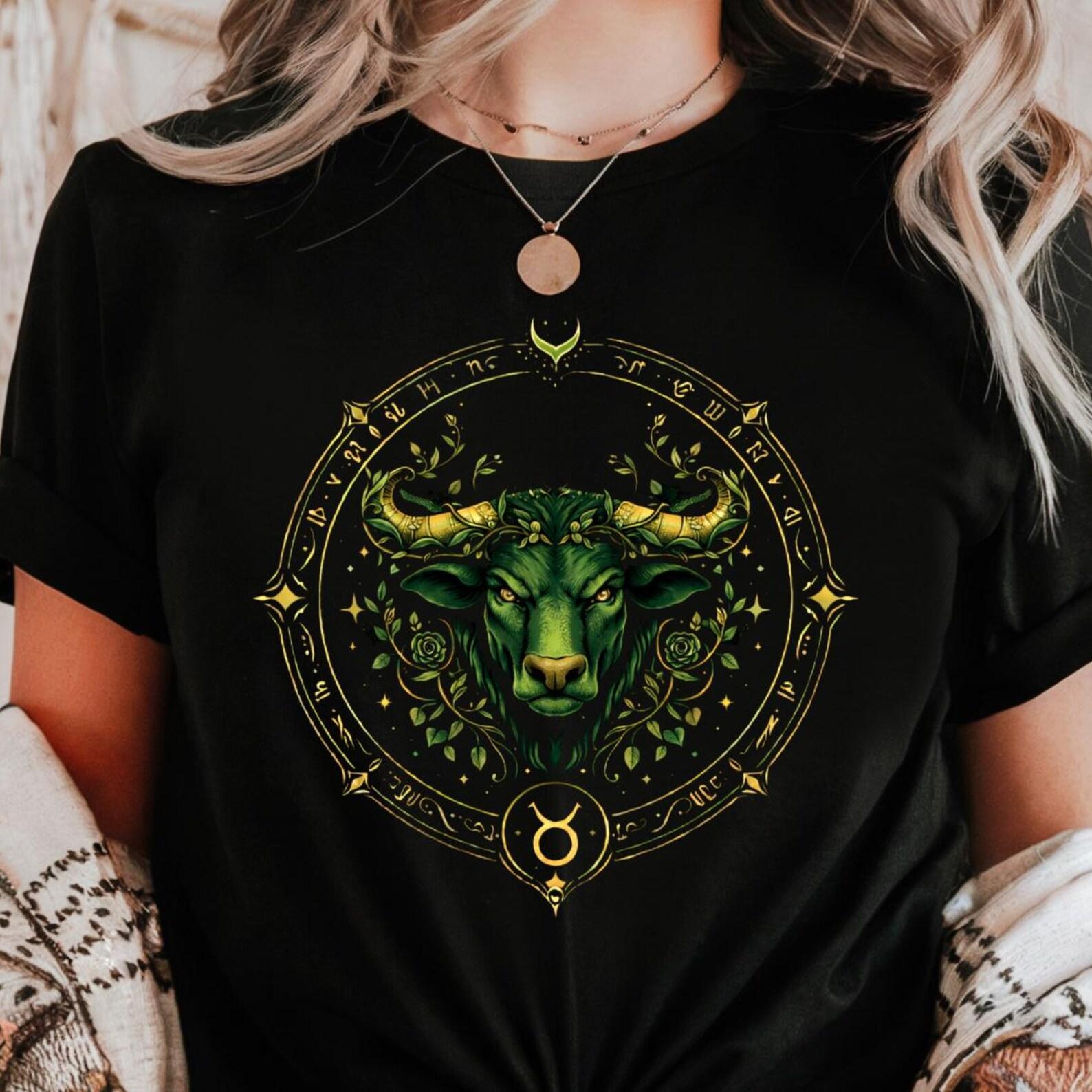 Taurus Zodiac Shirt | Bull Earth Sign Tee | Astrology Taurus Gift | Celestial Nature Design S