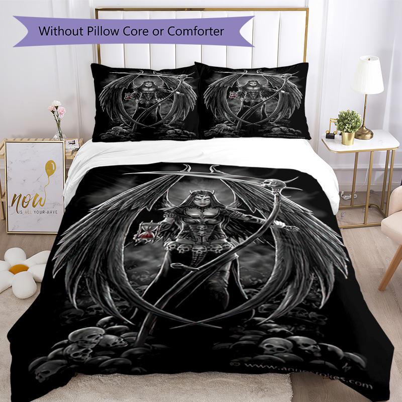 Gothic Style Bedding Set Breathable Duvet Cover with Pillowcases Decorative Bed Linen for Bedroom Home Decoration Birthday Gift