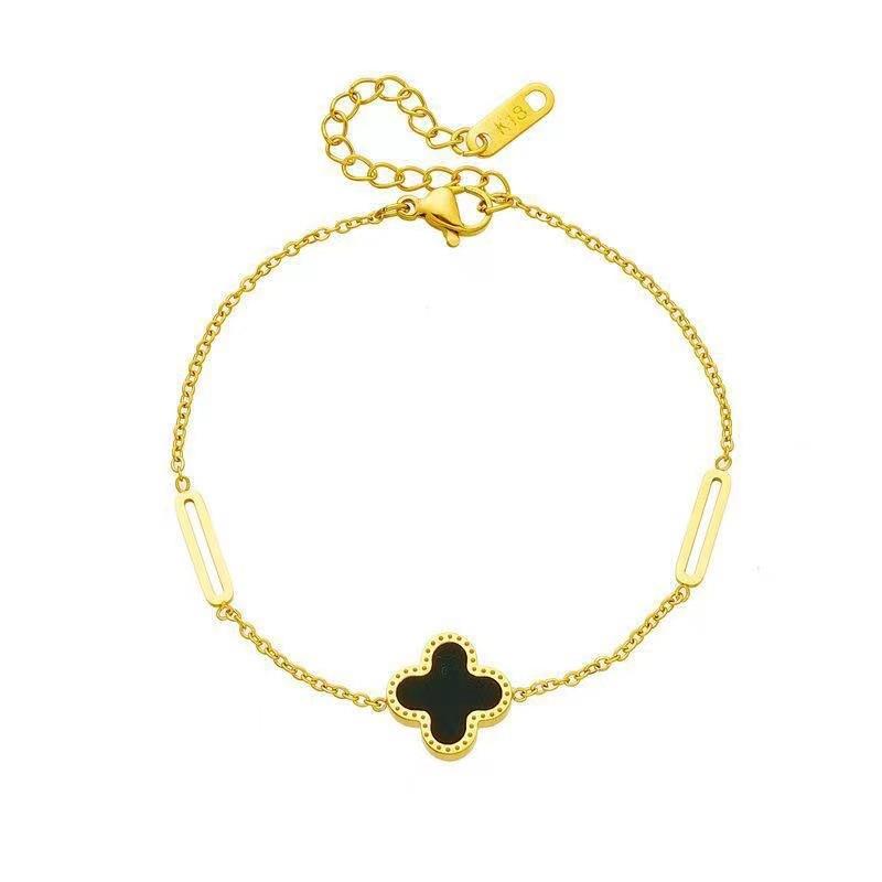 Four-leaf Clover Bracelet Titanium Steel Fashionable Roman Numeral Butterfly Bracelet