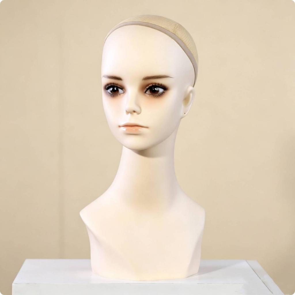 Mannequin Head with Shoulders PVC Hairpiece Display Smooth Surface