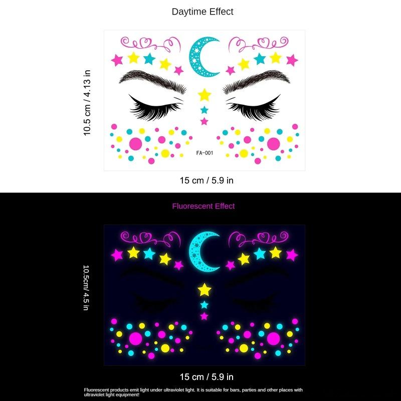 Neon Fluorescent Butterfly Tattoo Stickers Halloween Masquerade Tattoo Stickers Mexican Day of The Dead Mask Tattoo Stickers