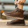 Leather Boots Men High Casual Shoes for Men Trend Zipper Walk Flats Winter Shoes Vulcanized Ankle Boots New