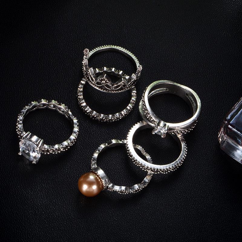 Accessories, Vintage Zircon Gemstone Ring Set 6-Piece Ring White Gemstone Ring