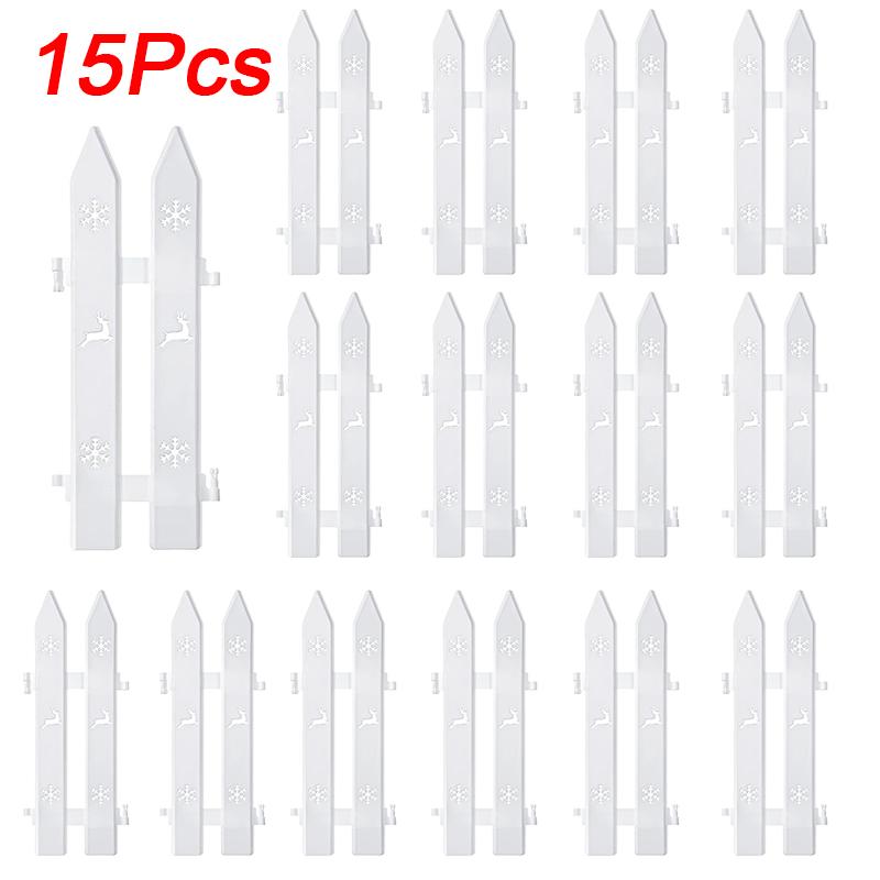 

1 комплект ПВХ Барьер Белый Забор Украшения Прочный Ажурный Праздничный Ограждение Зима Рождественская Елка Праздник 30x10см 15pcs