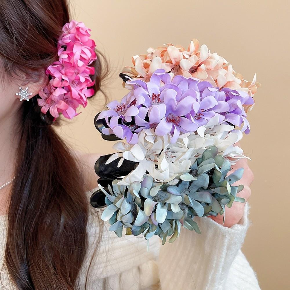 Colorful Flower Hairpin Cloth Ponytail Holder Elegant Hanfu Hair Clip  Summer Accessories