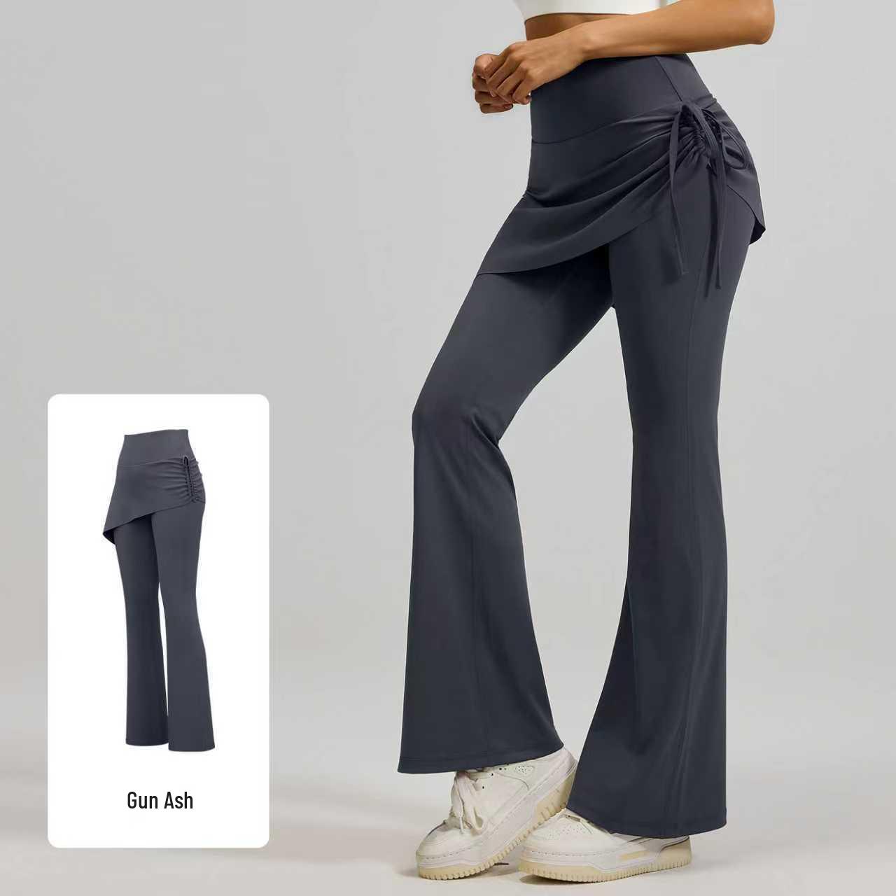 

Spring Summer High Waist Wrinkled Flare Yoga Skirt Pants - Quick Dry, Elastic, Hip-Lifting M