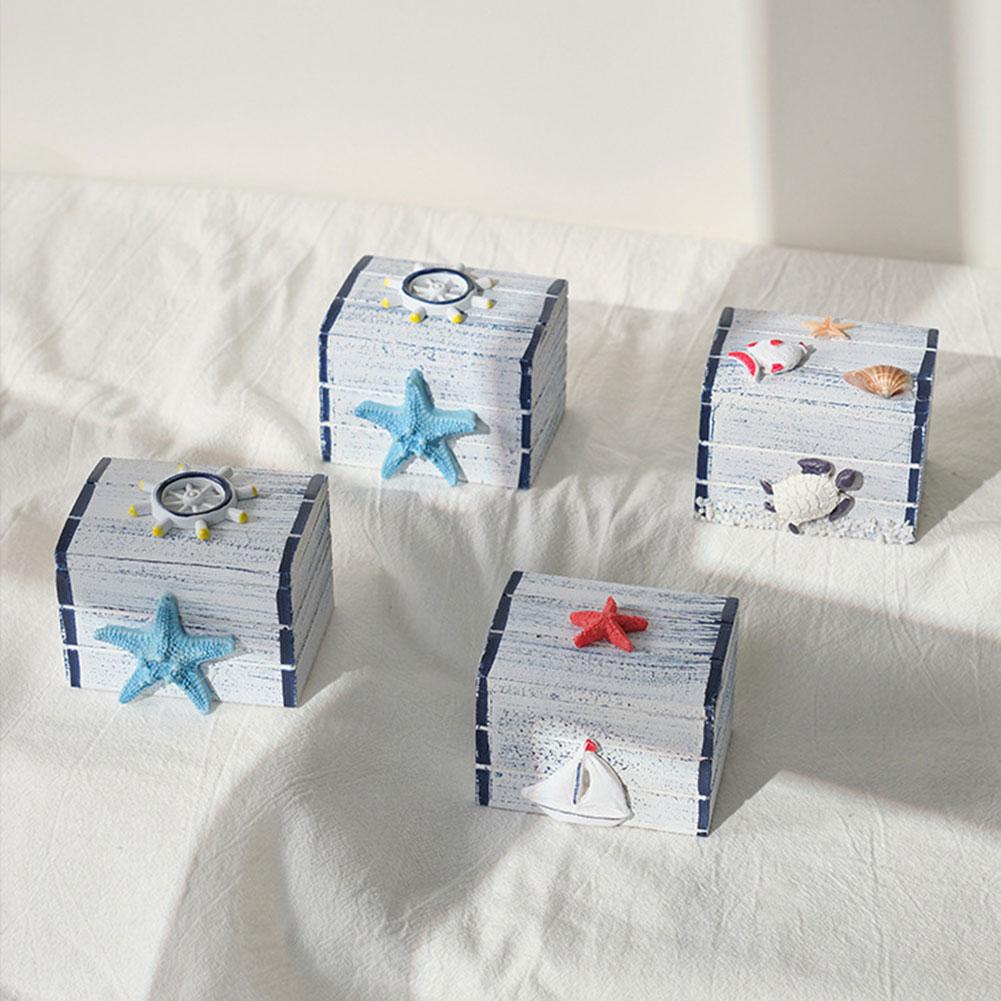 Jewelry Storage Wood Box With Mediterranean Style Vintage Multipurpose Small Items Case For Travel Organiser