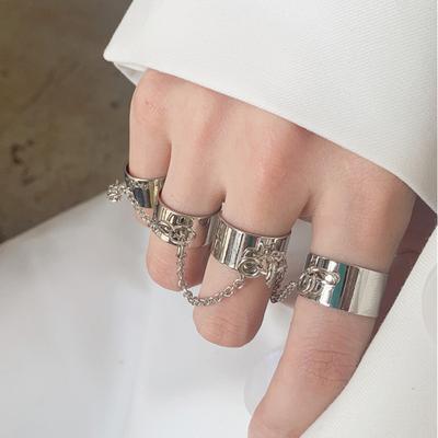 Fashion Pundi Chain Combination Punk Open Ring Temperament Simple Ring