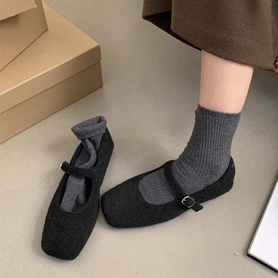 Wysokiej klasy puszyste buty dla kobiet, nowe jesienno-zimowe retro temperament płaskie buty Mary Jane