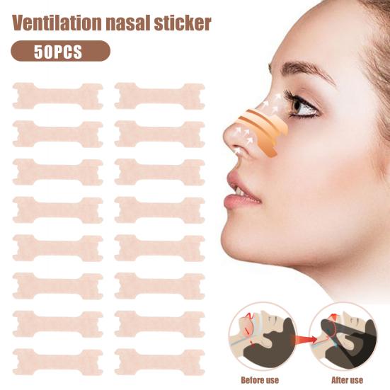 

50Pcs Nose Strips Breathable Anti Snoring Elastic Film Relieve Nasal Congestion Lavender Peppermint Ventilation Nose Patches for Unisex