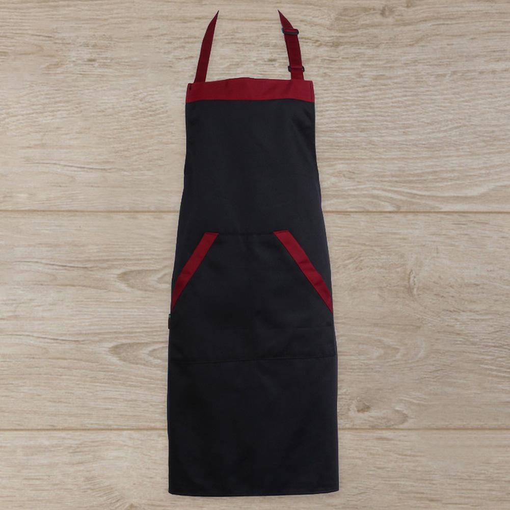 4Pcs Durable Black Red Cooking Apron with Two Large Pockets Ideal for Restaurant and Home Kitchen Use