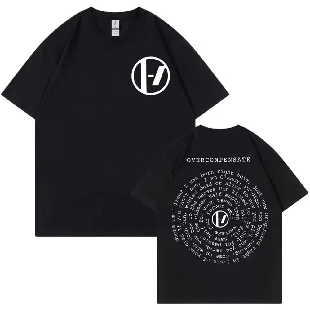 Twenty One Pilots Overcompensate Lyric Men Clothing Tee Shirt Homme New Short Sleeve Round Neck Print Casual Top 4XL