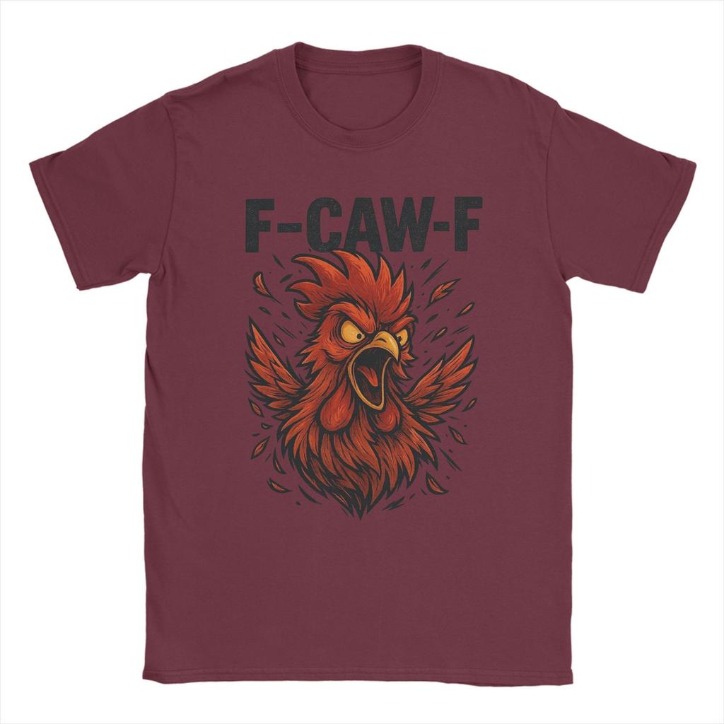 F-CAW-F Funny Rooster Meme Chicken T-Shirts for Men  Casual Cotton Tees Crew Neck Short Sleeve T Shirt Original Tops