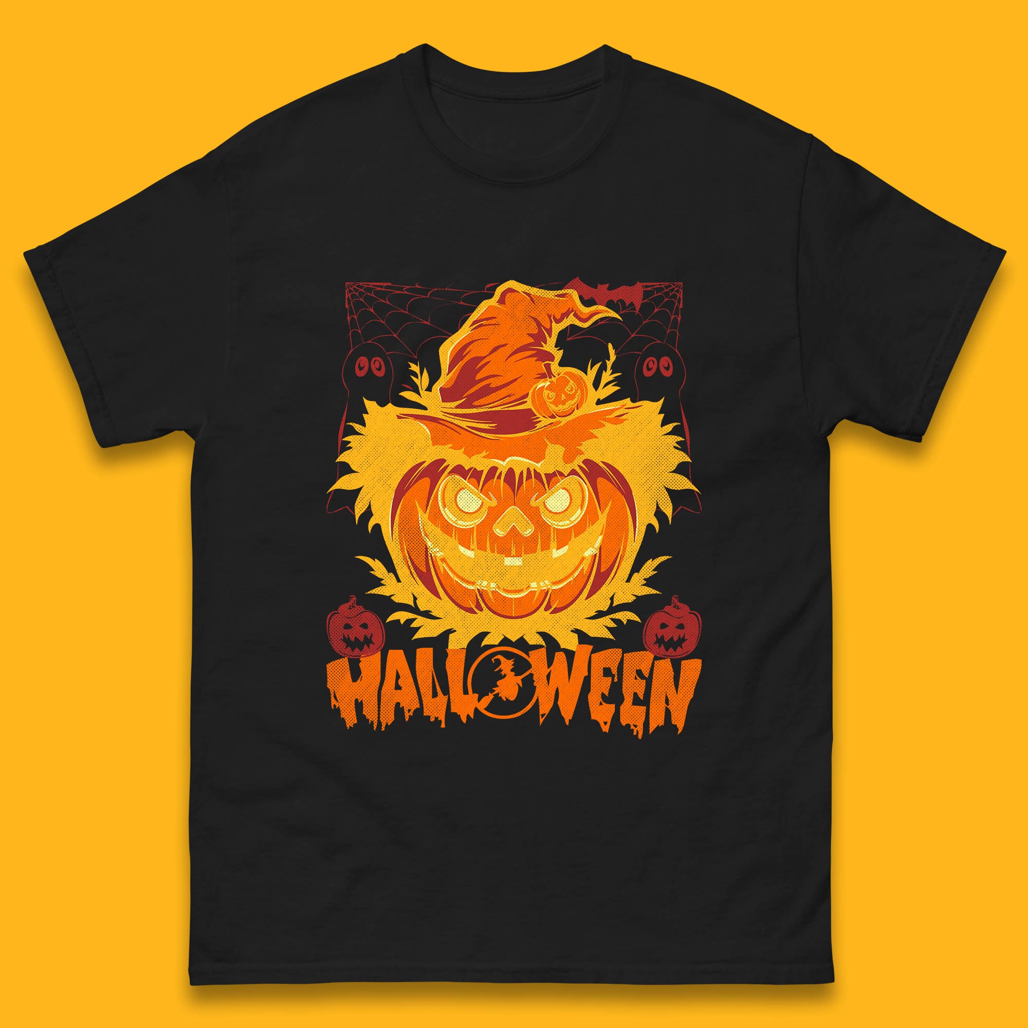 Halloween Scary Pumpkin Face Jack O Lantern Horror Halloween Night Mens Tee Top M
