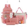 Set di Zaini in Tela da 4-5 Pezzi per Studenti: Design Carino con Carota e Coniglio, Perfetto per Bambine e Bambini delle Scuole Elementari e Medie