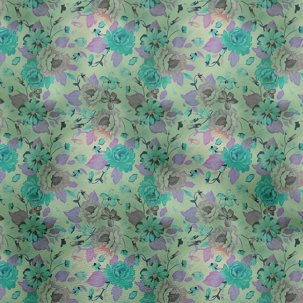 oneOone Cotton Flex Light Blue Fabric Florals Sewing Fabric By The Yard Printed Diy Clothing Sewing Supplies 40 Inch
