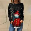 Tee Shirts For Women Casual Round Neck Long Sleeve Shirts Christmas Printing Top Pullover