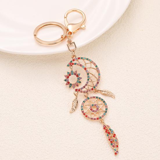 Keychain Pendant Dream Catcher Design Lightweight Key Chain with Star Moon Feather Charm Lobster Clasp Bags Backpacks Accessory