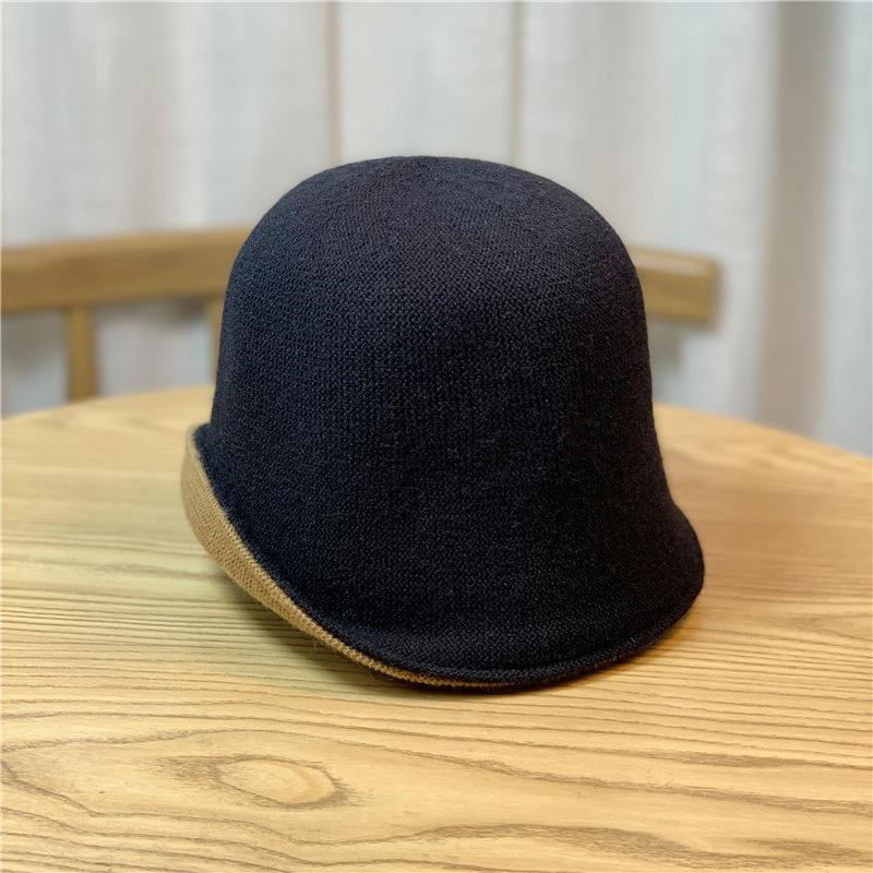 Simple Double-layer Knitted Fisherman's Hat for Children To Keep Warm In Autumn and Winter, Double-sided Bucket Hat, Solid-color Wool Basin Hat
