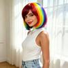 European Rainbow Bob Wig: Short Straight Hair for Halloween Parties