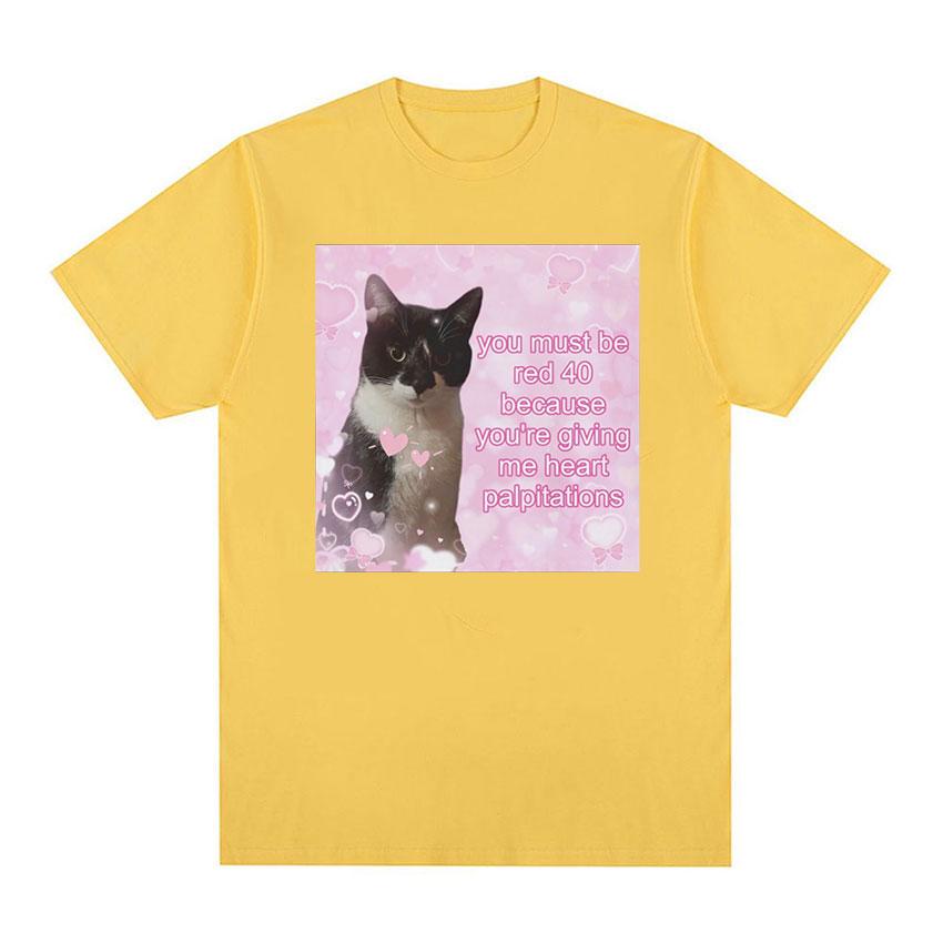 

Футболка You Must Be Red 40 Cute Cat Meme с рисунком для мужчин и женщин, модная повседневная одежда, футболки, летняя футболка большого размера из 100% хлопка