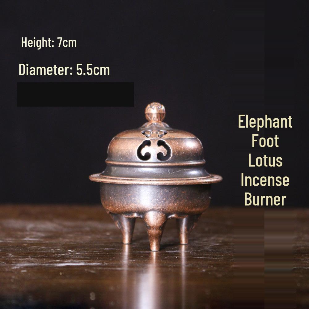 Kylin Three-Legged Alloy Incense Burner with Elephant Foot and Lotus Leaf Design