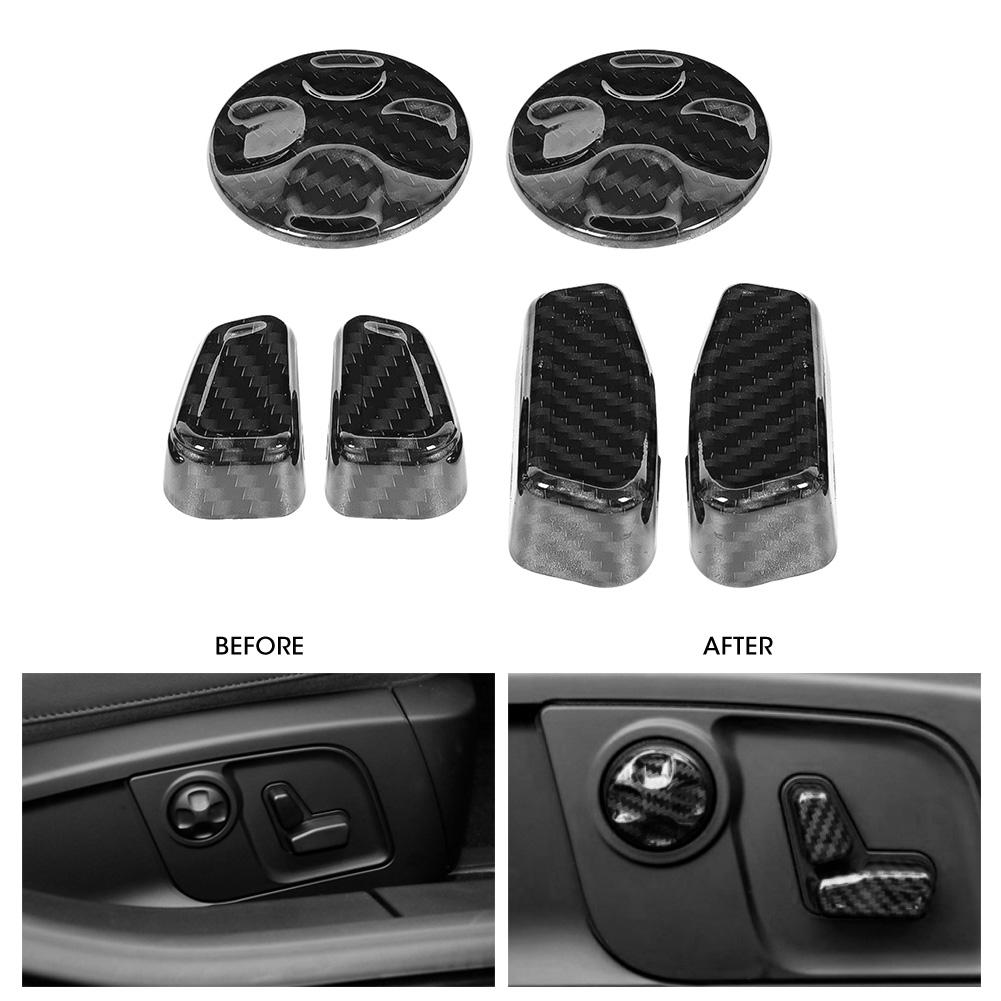 6StückSet Kohlefaser Muster Autositz Seitenverstellung Griff Knopf Abdeckung Zierleiste Passform für Maserati