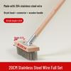 Stainless Steel Long Handle Outdoor Floor Scrub Brush with Stiff Bristles