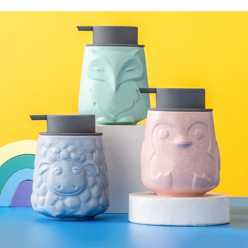 Animal Embossed Ceramic Hand Sanitizer Bottling Bathroom Shower Gel Shampoo Lotion Bottle Household Disinfectant Press Container