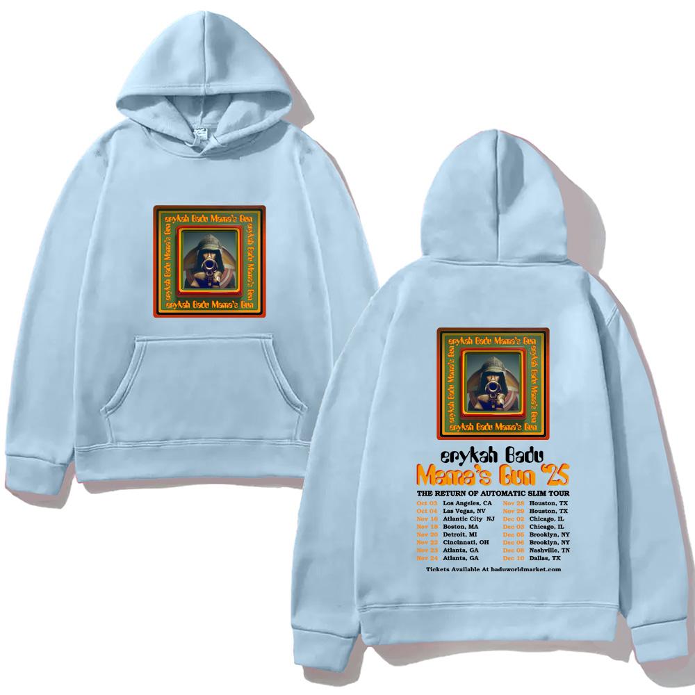 

Эрика Баду ТУР2025 Худи Хип-хоп для осени/зимы Высокое качество Удобные Свободные Комфортные Пуловеры Флисовая одежда XXL