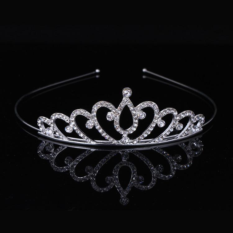 Korean Style Rhinestone Princess Tiara Headband for Children, Student Performance Hair Accessory.