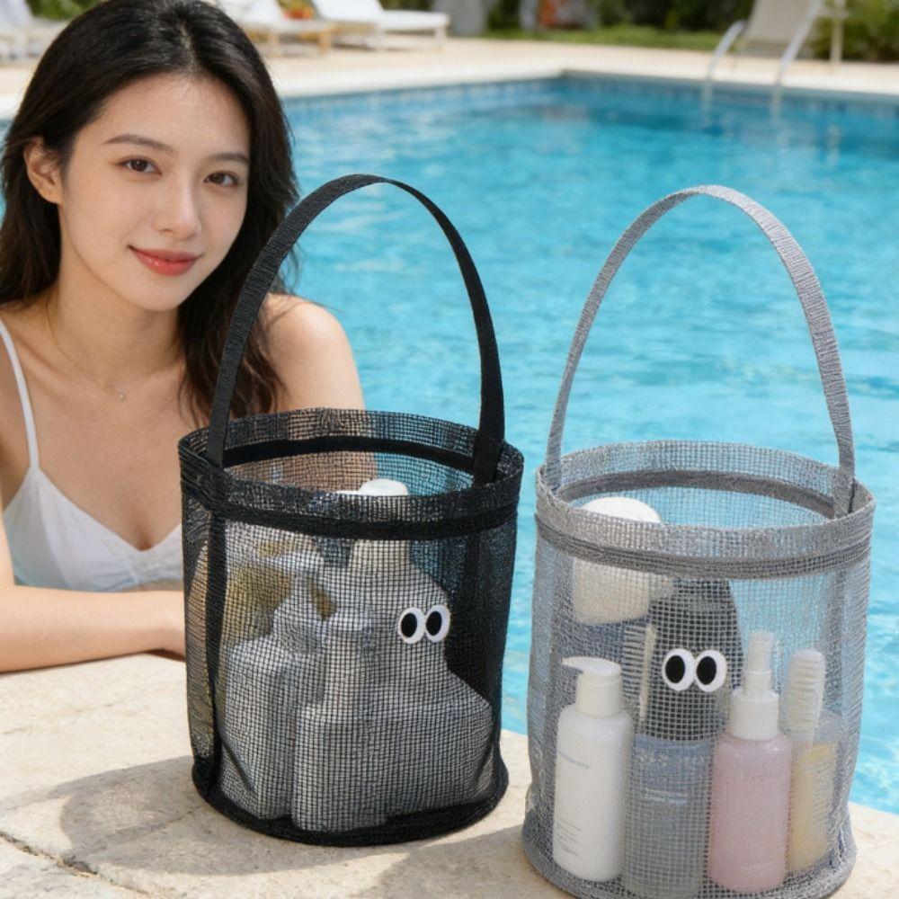 Carry Strap Mesh Beach Bucket Foldable Mesh Beach Bucket Bag Fashion Beach Toy Tote  Kids