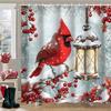 Christmas Snowy Birds Print Bathing Curtain  Bathroom Shower Curtain With 12 Hooks Bathroom Home Decor And Accessories