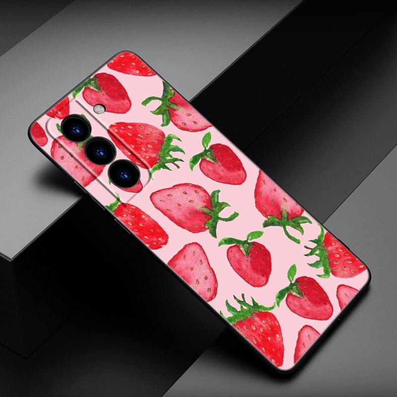 Summer Fruit Cherry Phone Case For Samsung Galaxy S22 Pro S21 S20 FE Ultra S10 Lite S10 S10E S9 S8 Plus Soft TPU Black Cover