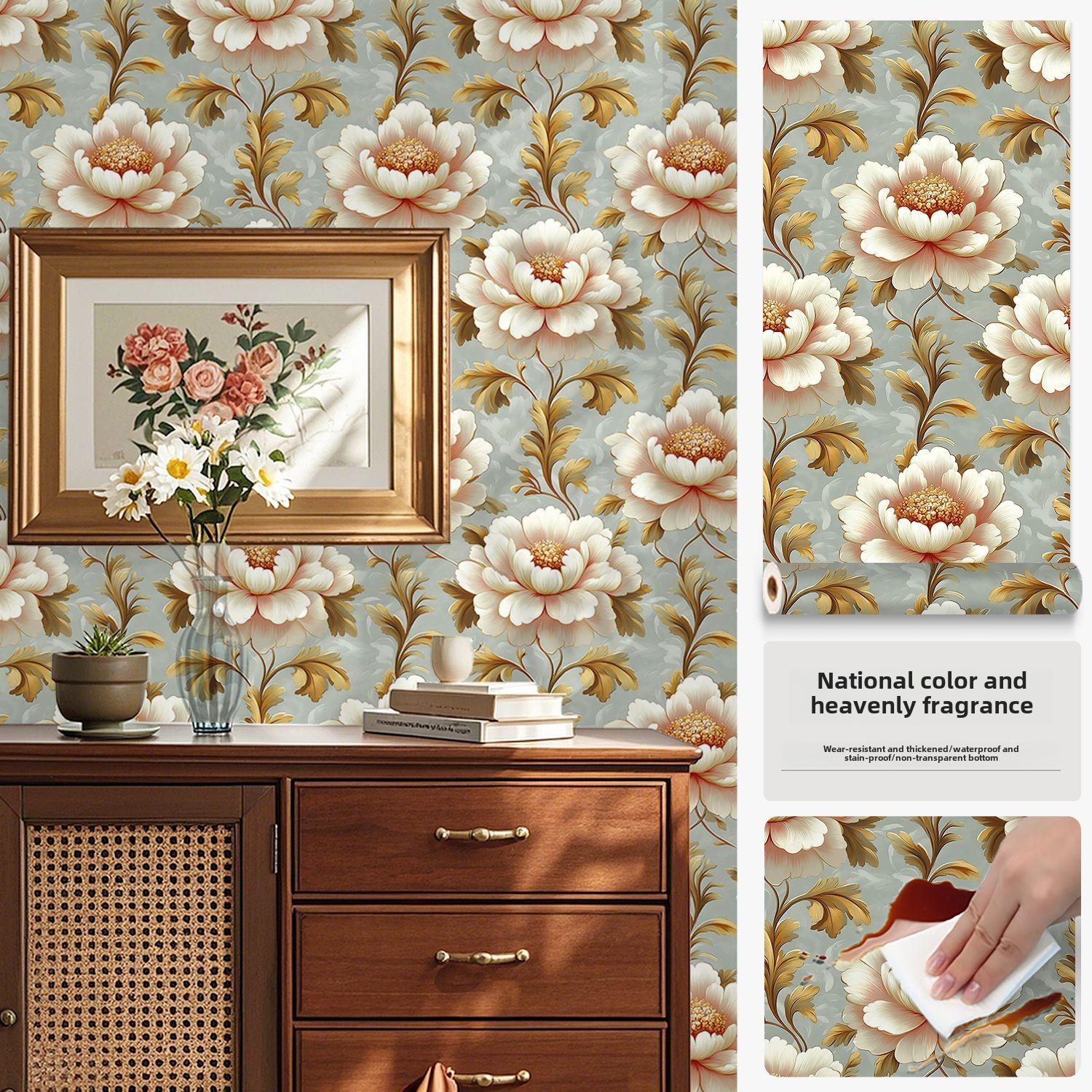 

Самоклеящаяся наклейка на шкаф с французским ретро-узором, ремонт дверцы шкафа, водонепроницаемая кухонная мебель 60cm wide * 2m long